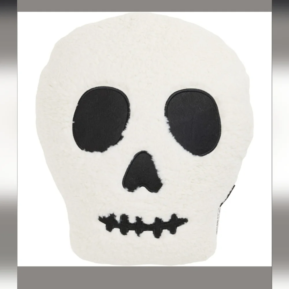 Cynthia Rowley Sherpa Skeleton Skull Throw Pillow 15x18 NWT